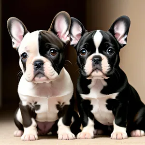 Cute Wrinkled Bulldog Puppy in Studio