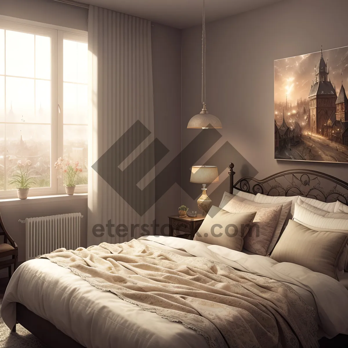 Picture of Modern Luxury Bedroom with Comfy Sofa and Stylish Decor