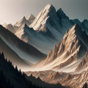 Breathtaking Glacier-Carved Mountain Range Soaring Above Majestic Valley