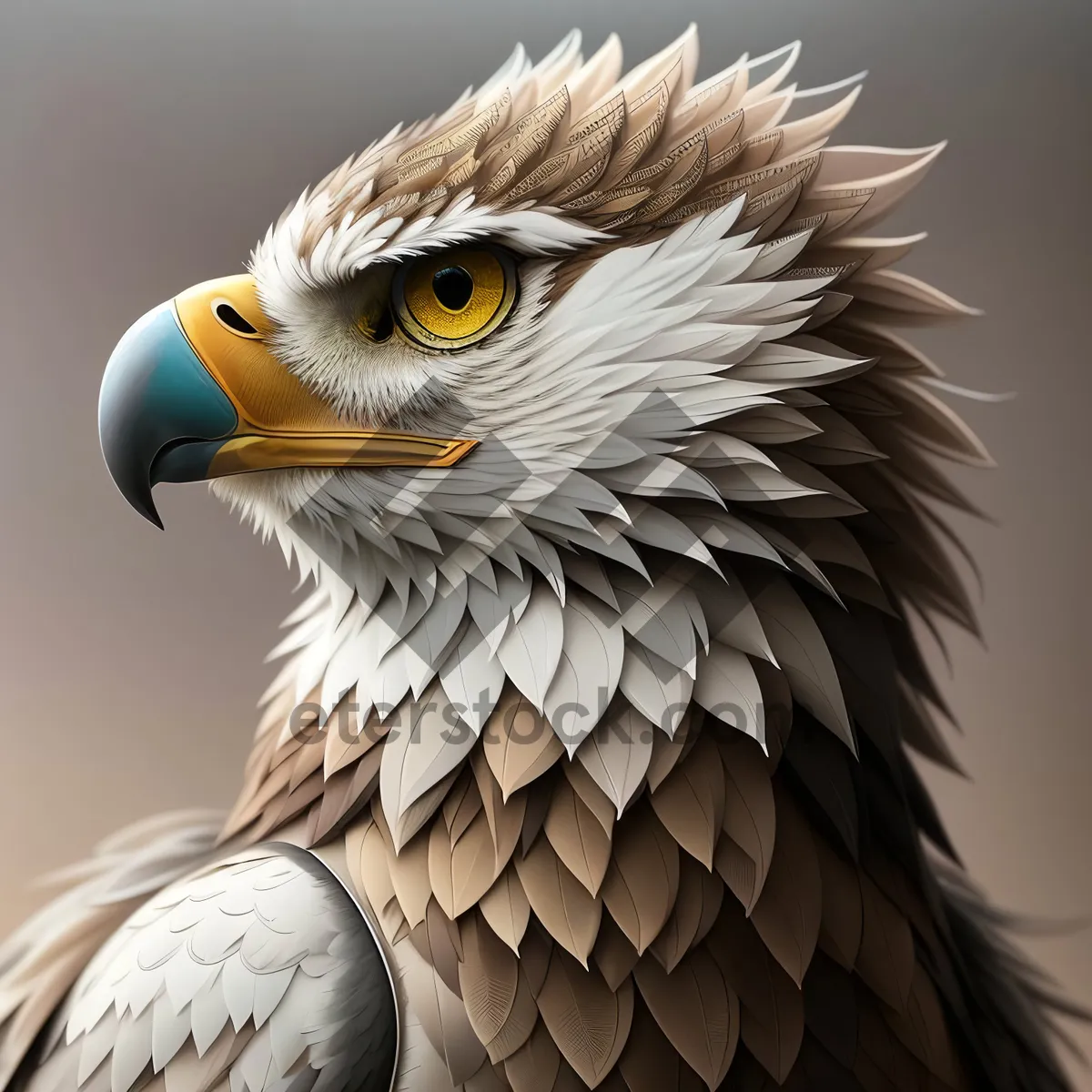 Picture of Wild Hunter: Majestic Bald Eagle with Piercing Yellow Eyes