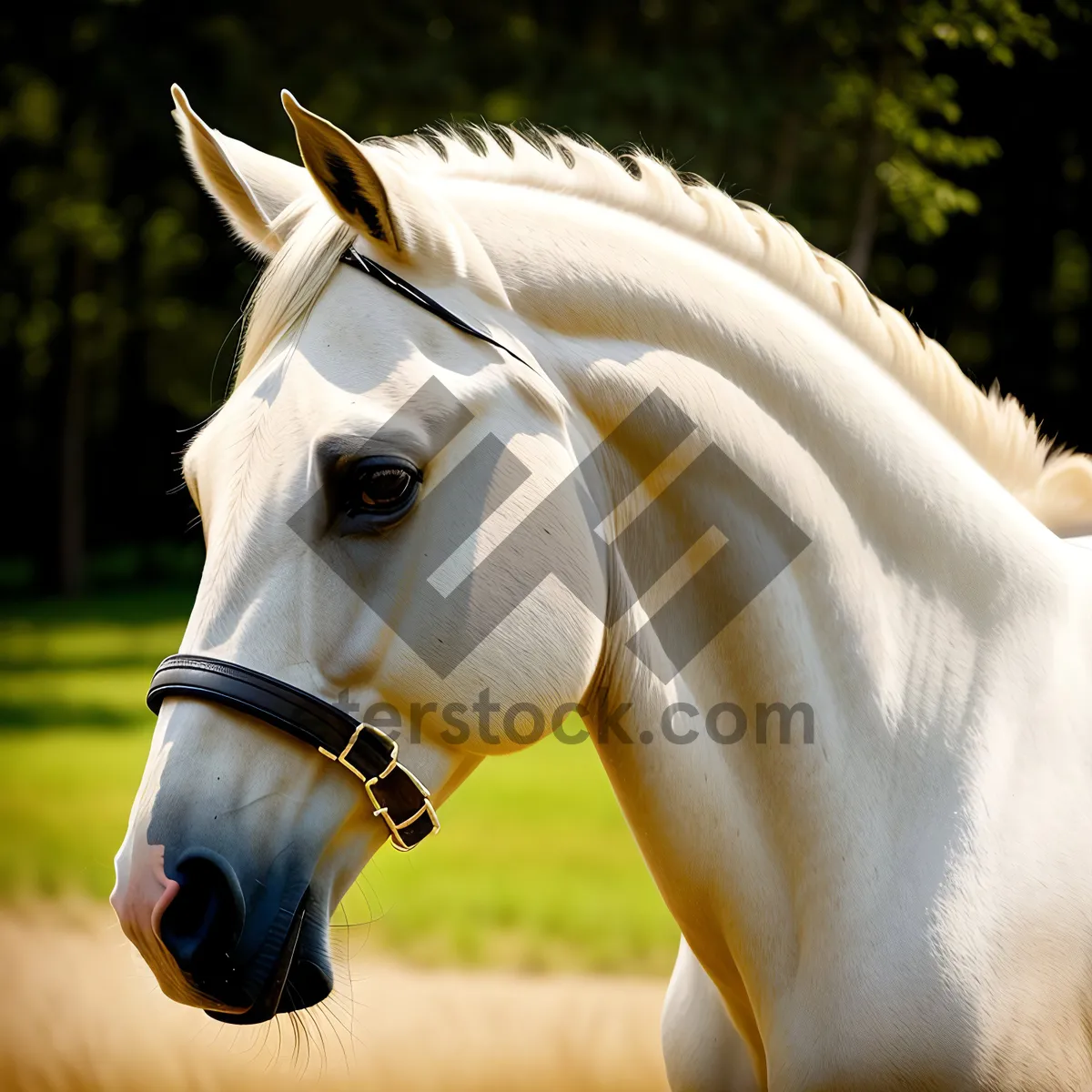 Picture of Majestic Stallion in Rural Meadow