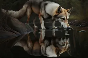 Wild Malamute Dog with Piercing Eyes