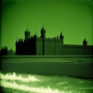 Iconic Night View of Historic City Palace and Church Tower