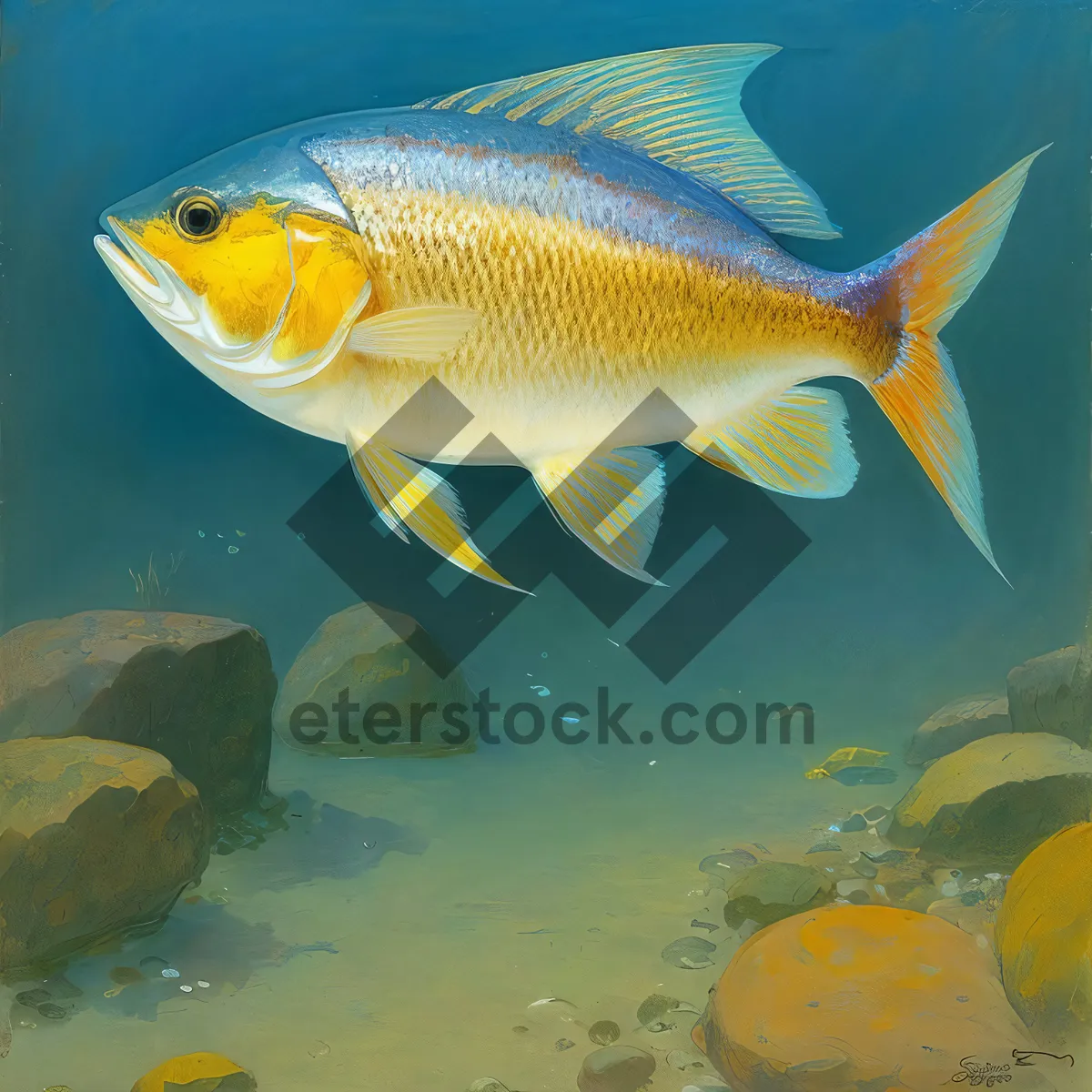 Picture of Colorful Goldfish Swimming in Aquarium