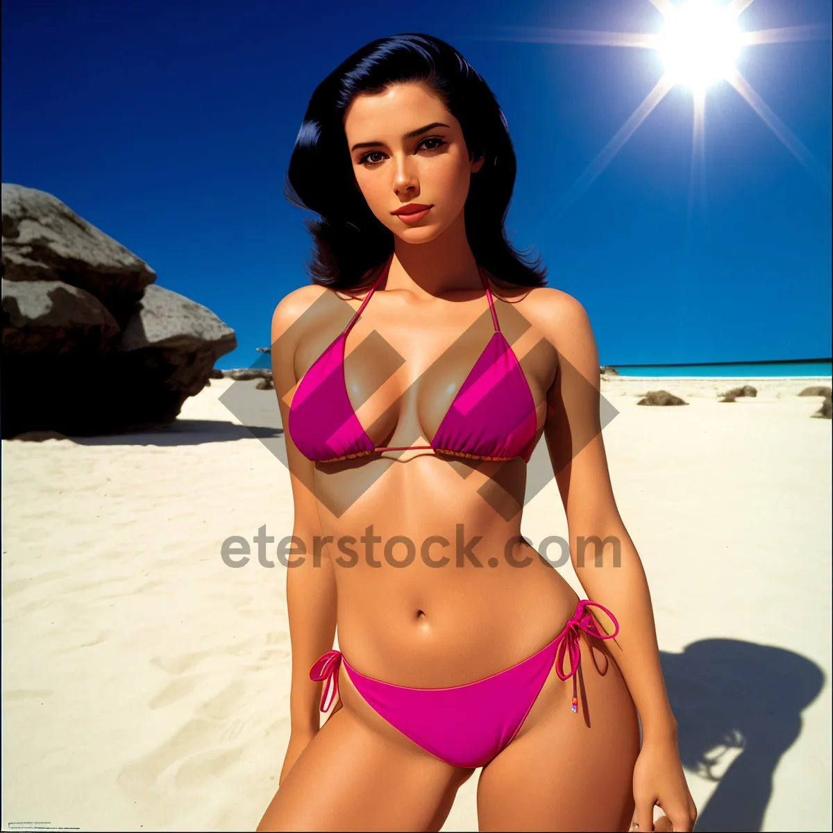 Picture of Seductive Brunette in Attractive Beachwear