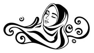 Black Haircut Art Design Silhouette Cartoon Wave Symbol