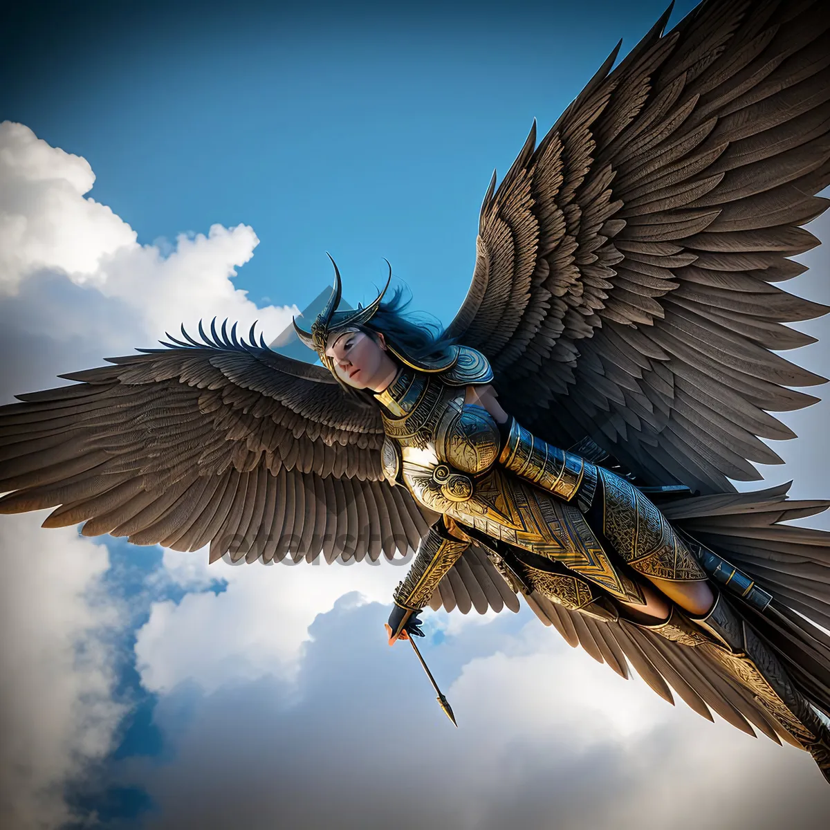 Picture of Graceful Flying Peacock Over Ocean