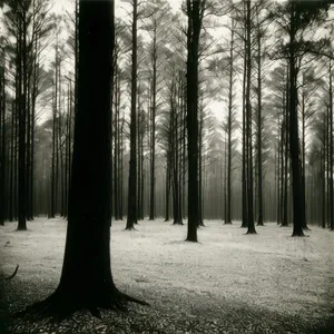 Serene Winter Forest Landscape with Silver Trees