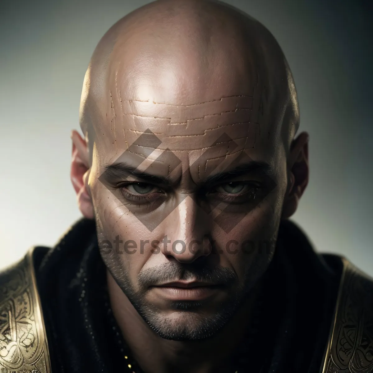Picture of Black mask man with intense expression portrait