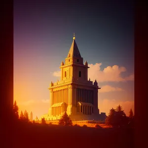 Iconic Cathedral Tower Illuminated Against Night Sky