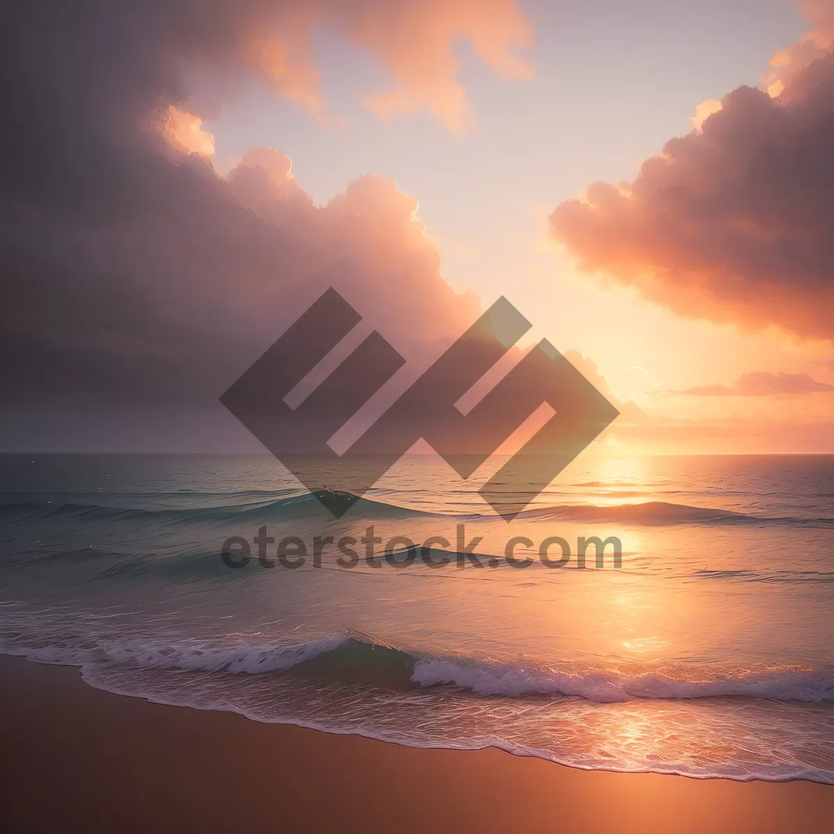 Picture of Golden Sunset Over the Ocean