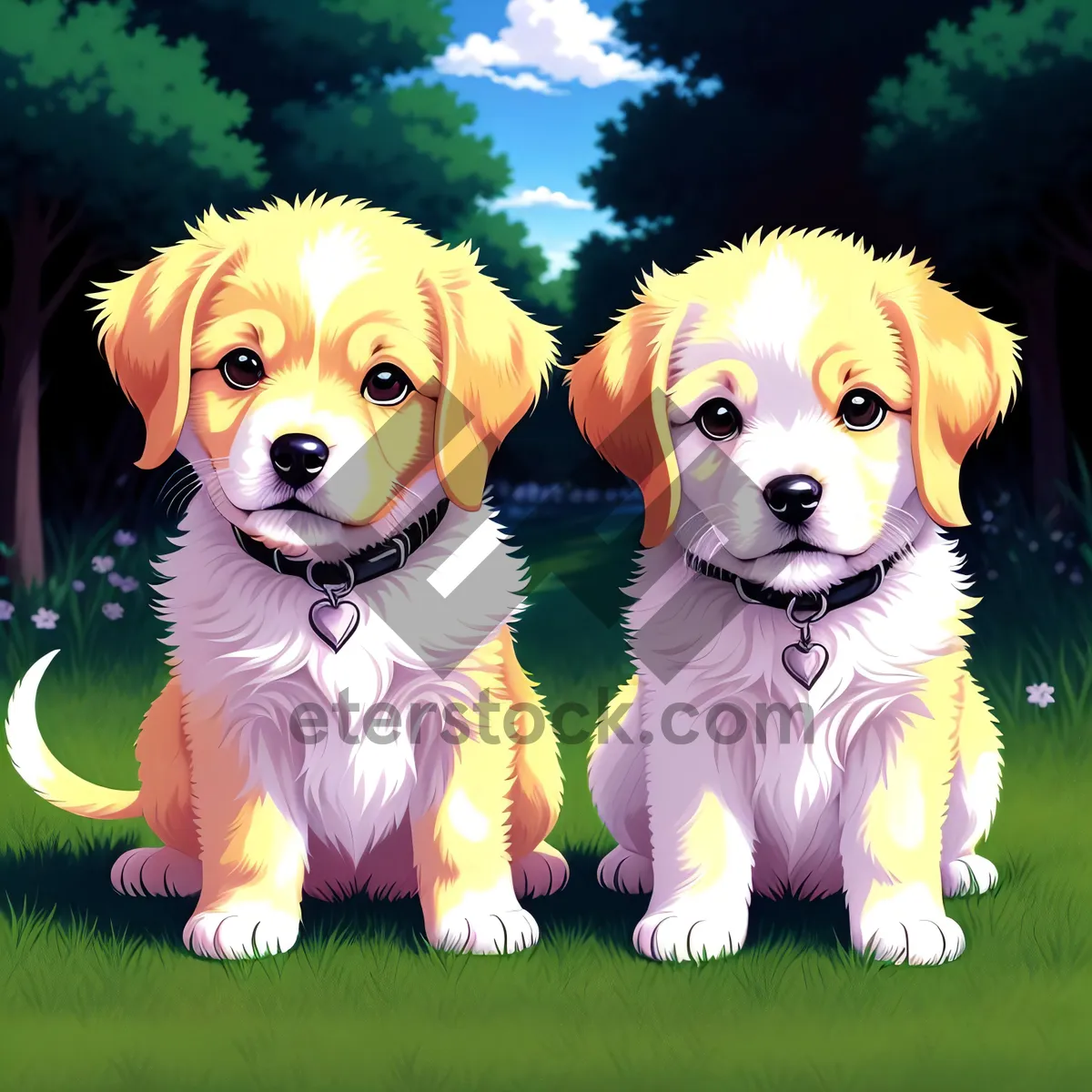 Picture of Adorable Golden Retriever Puppy Portrait