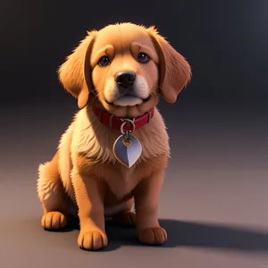 Cute Golden Retriever Puppy Portrait with Brown Fur