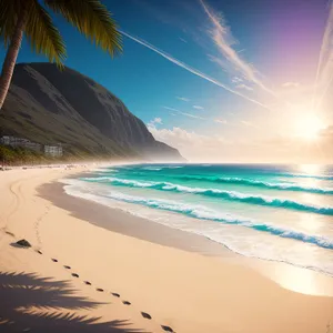 Serene Tropical Seascape Beach Wallpaper with Crashing Waves