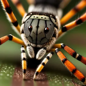 Glistening Gold Garden Spider Perched on Leaf