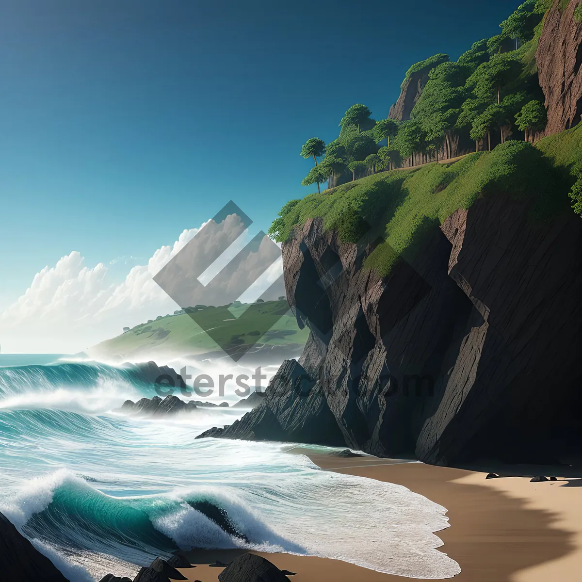 Picture of Coastal Retreat: Majestic Mountains Meet Pristine Ocean