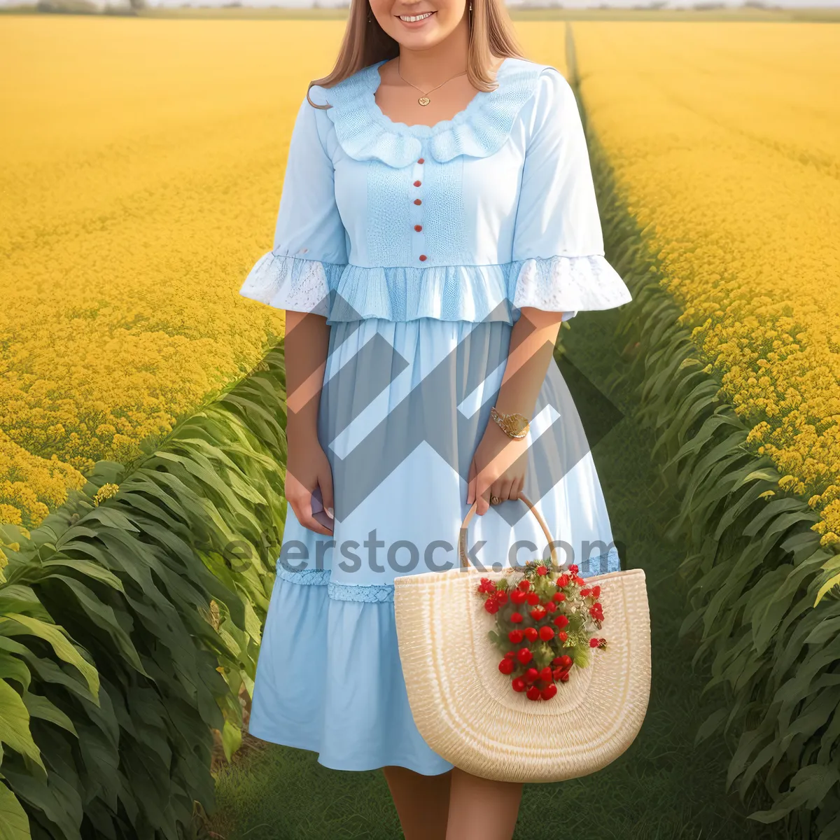 Picture of Happy Smiling Woman in Summer Park