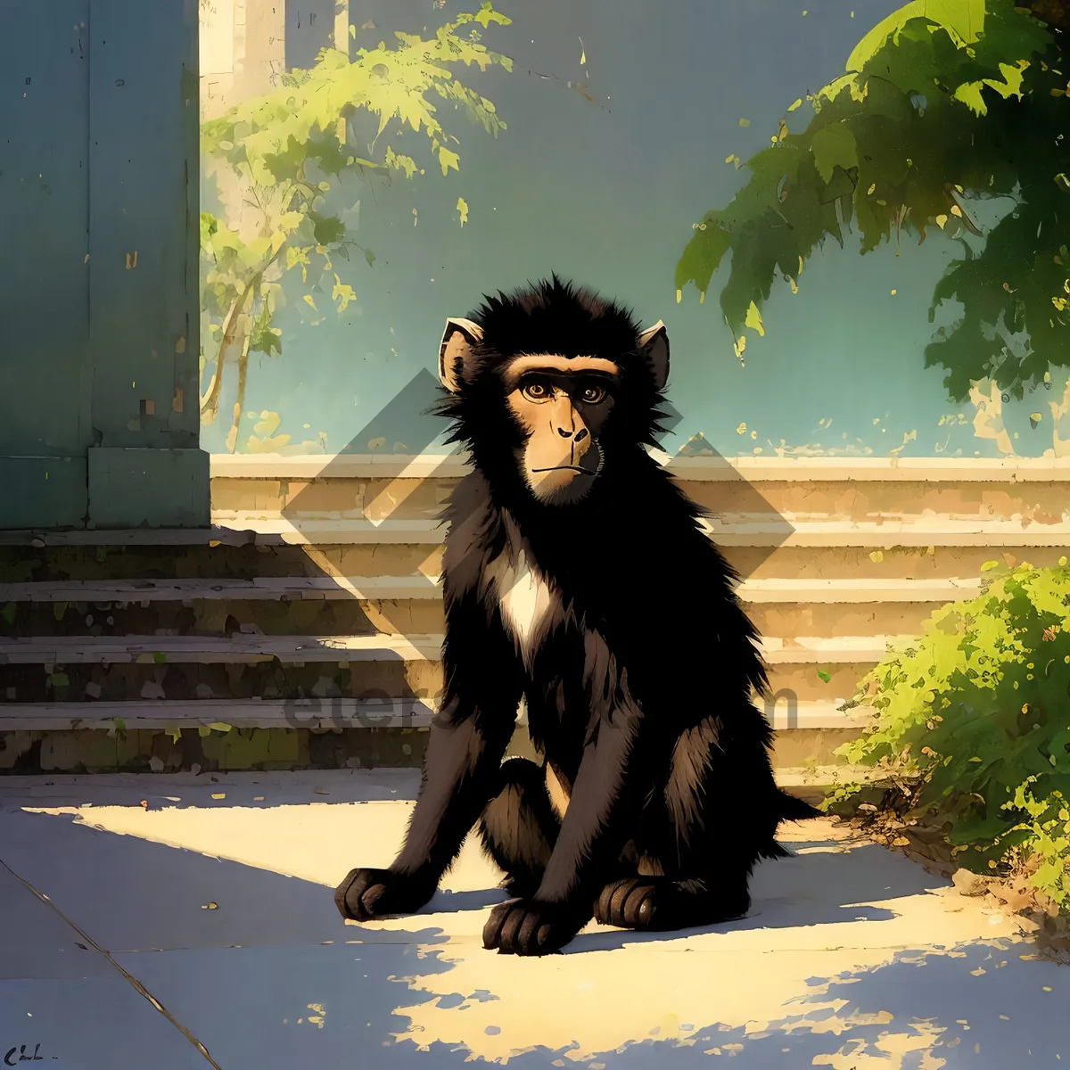 Picture of Primate Ape with Lush Fur Coat