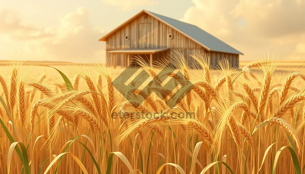 Picture of Golden Wheat Field Under Sunny Summer Sky