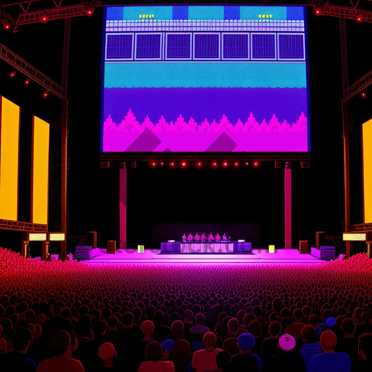 Picture of Patriotic Nighttime Stadium Cheers for Athletic Competition