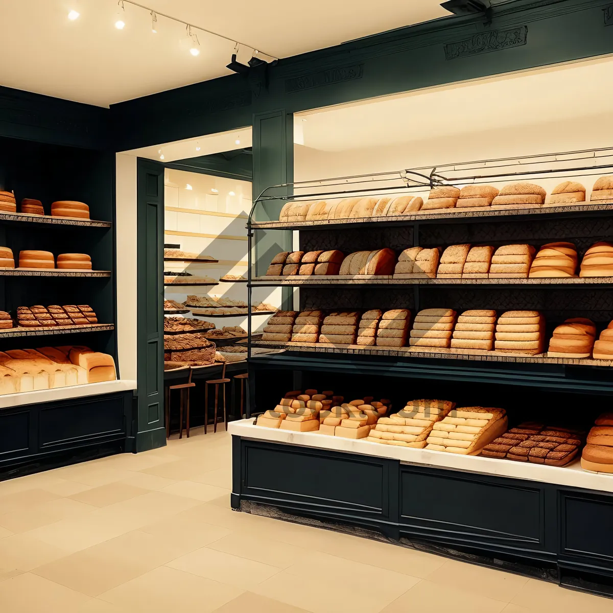 Picture of Modern Bakery's Cozy Interior with Kitchen and Counter