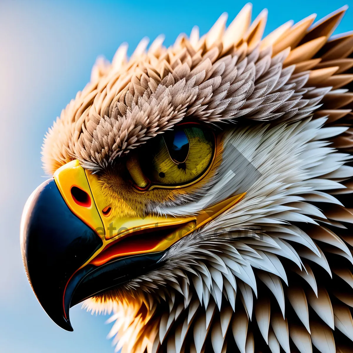 Picture of Bald Eagle Close-Up: Majestic Predator with Piercing Yellow Eyes