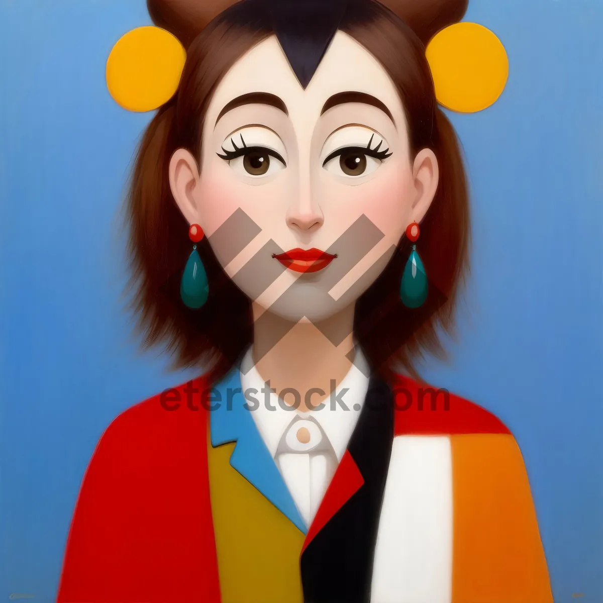Picture of Cartoon housewife with boy and child clip art.