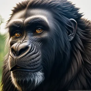Wild Primate Portrait: Majestic Ape in Menagerie