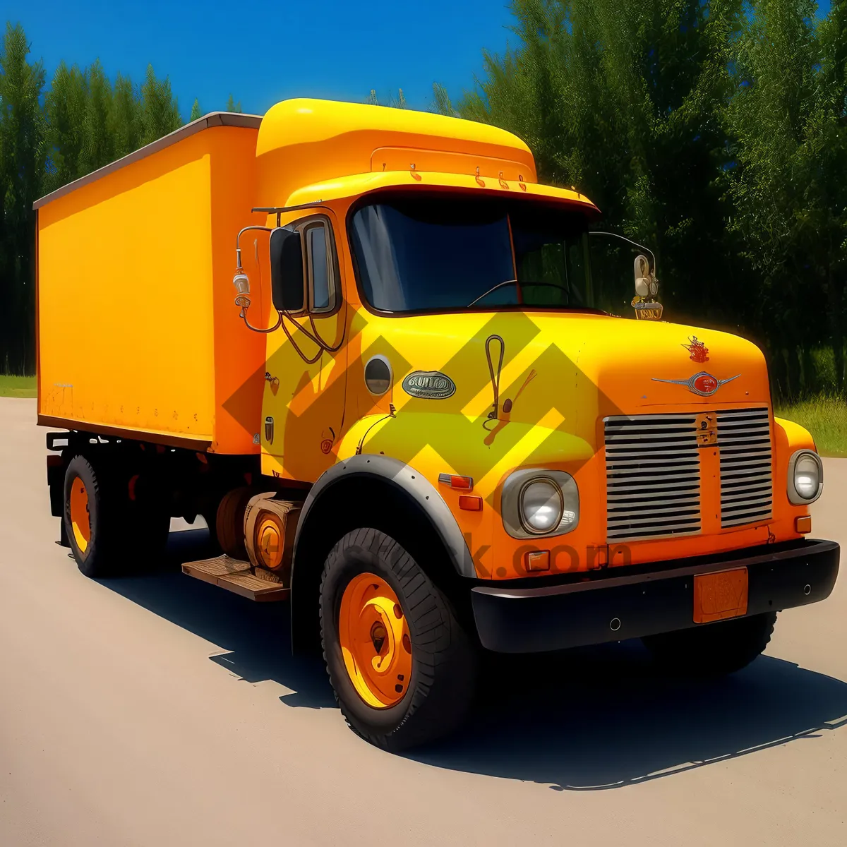 Picture of Fast Truck on Highway under Cloudy Sky