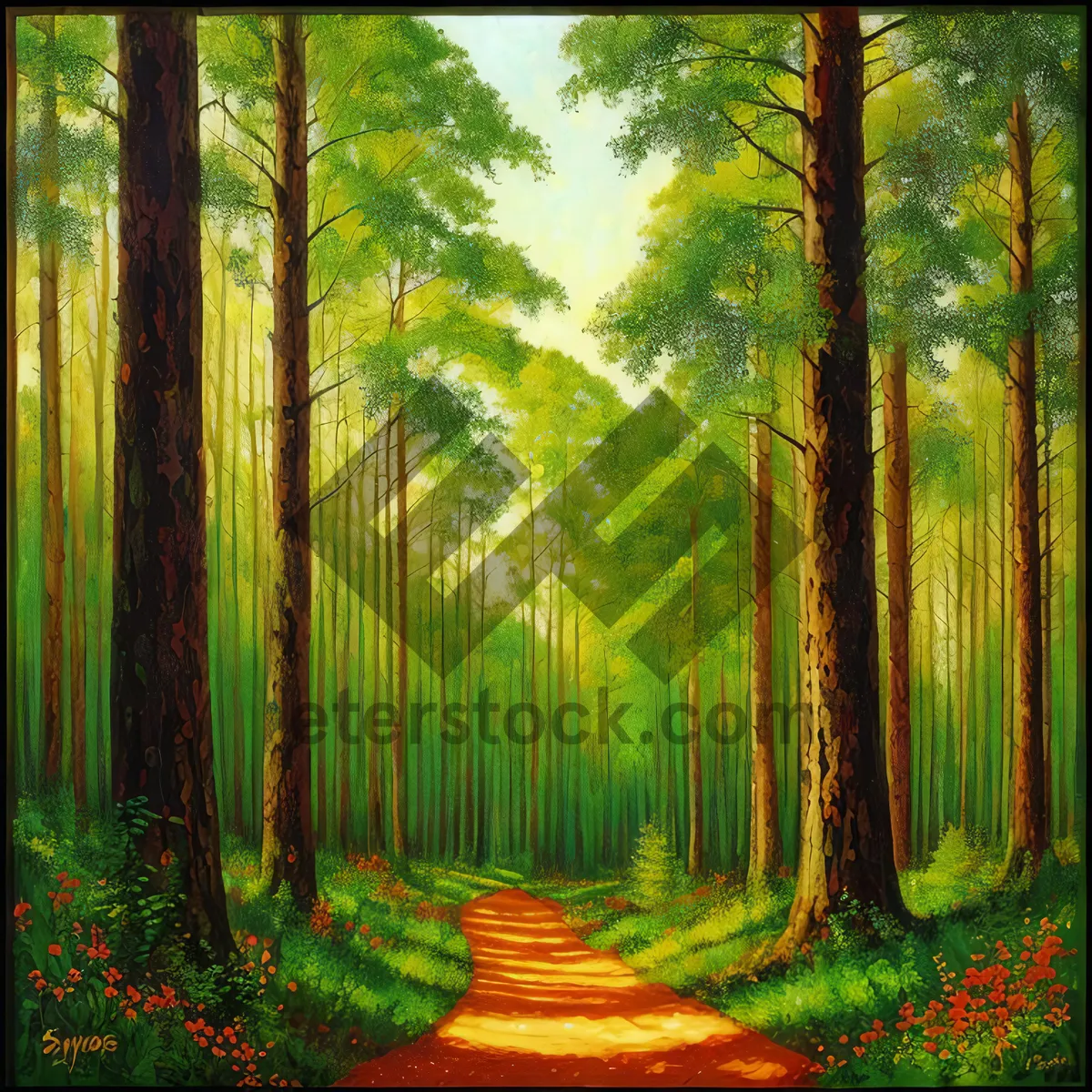 Picture of Enchanting Pathway Through Sunlit Forest