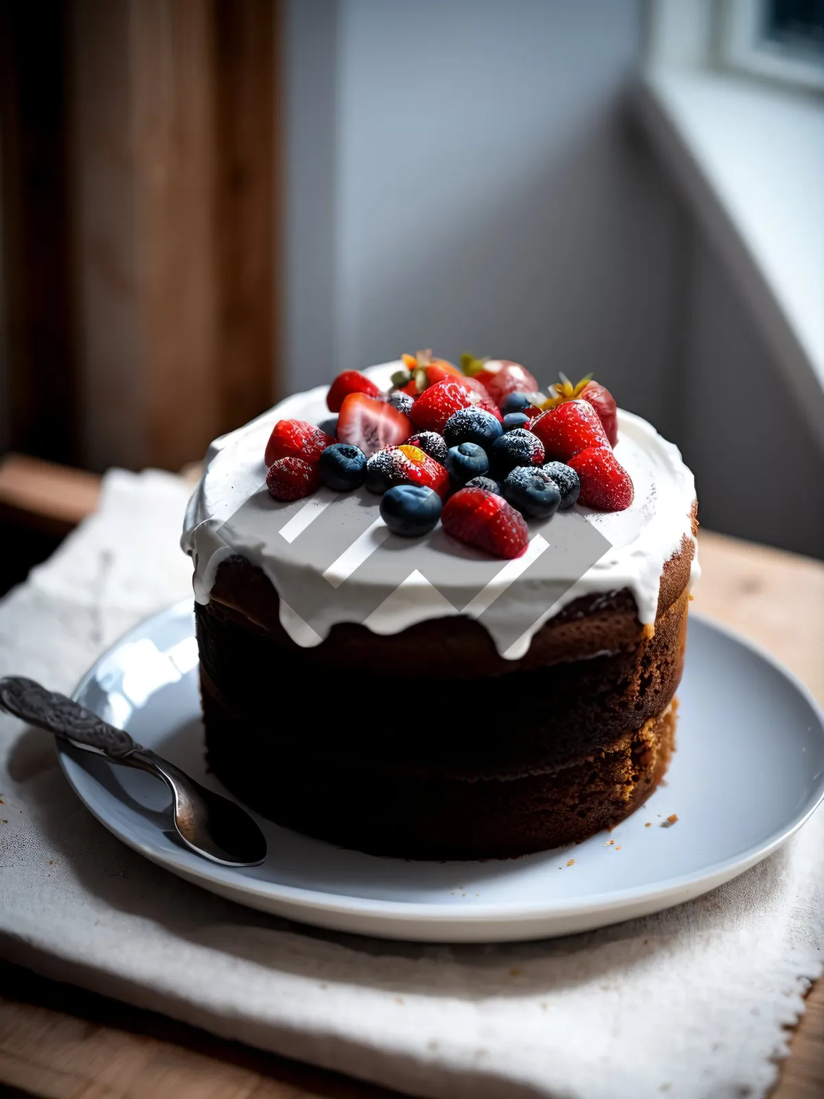 Picture of Mouth-watering gourmet berry trifle with fresh cream