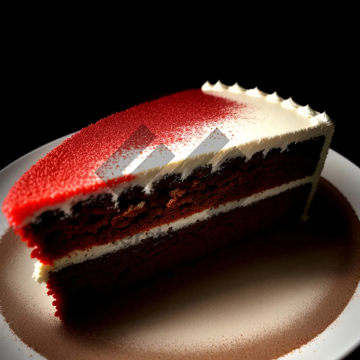 Picture of Decadent chocolate cake with fresh berries and cream