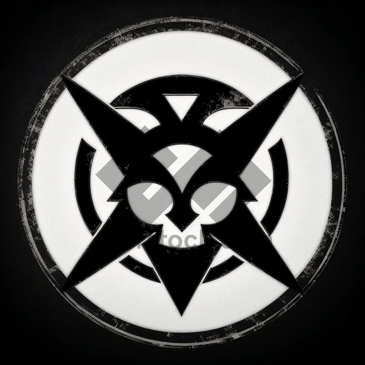 Picture of Black Round Hazard Button - Symbolic Graphic Icon