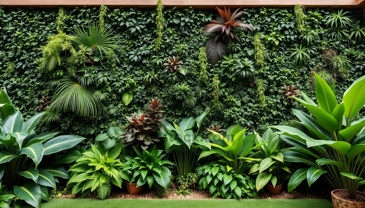 Picture of Tropical Palm Tree in Lush Green Landscape