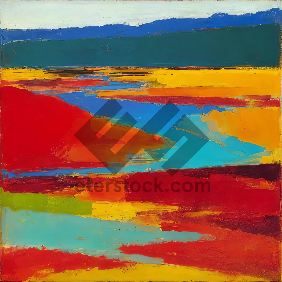 Picture of Colorful Coastal Horizon: Acrylic Sunrise Skyline