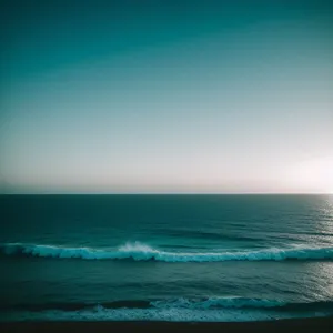 Serene Shoreline: A Tranquil Beachscape Bathed in Sunlight