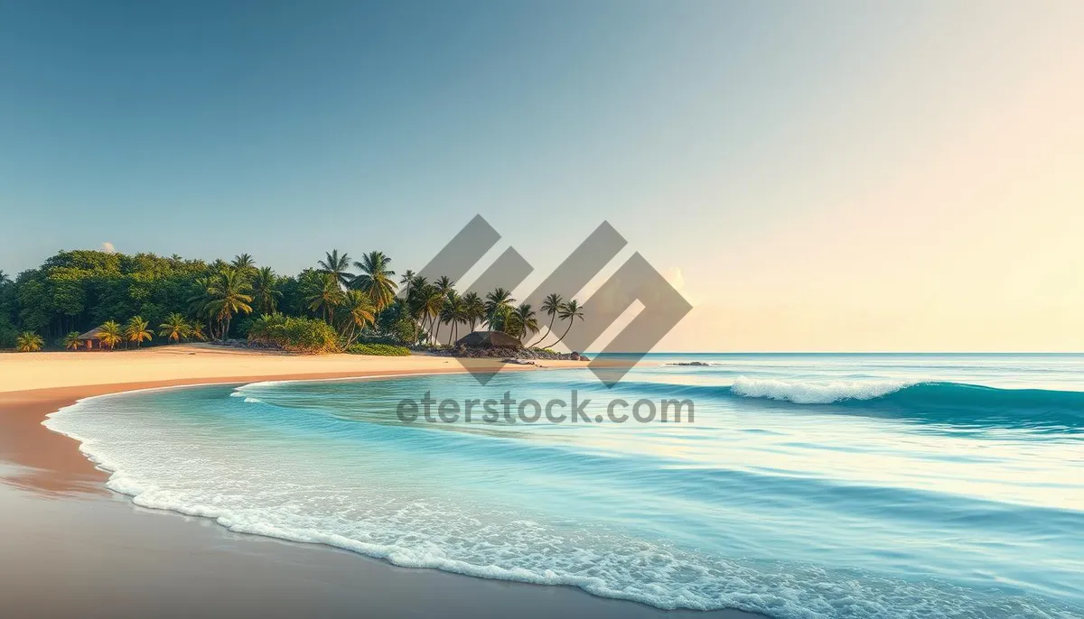 Picture of Tranquil beach with clear turquoise water and sunny sky