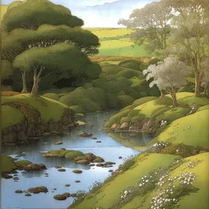 Serene Summer Landscape by the River