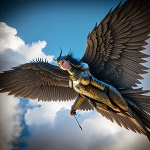 Graceful Flying Peacock Over Ocean