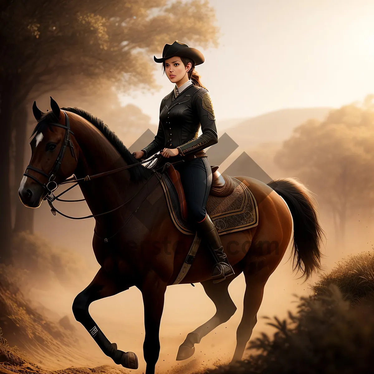 Picture of Outdoor Equestrian Ride with Horse and Rider