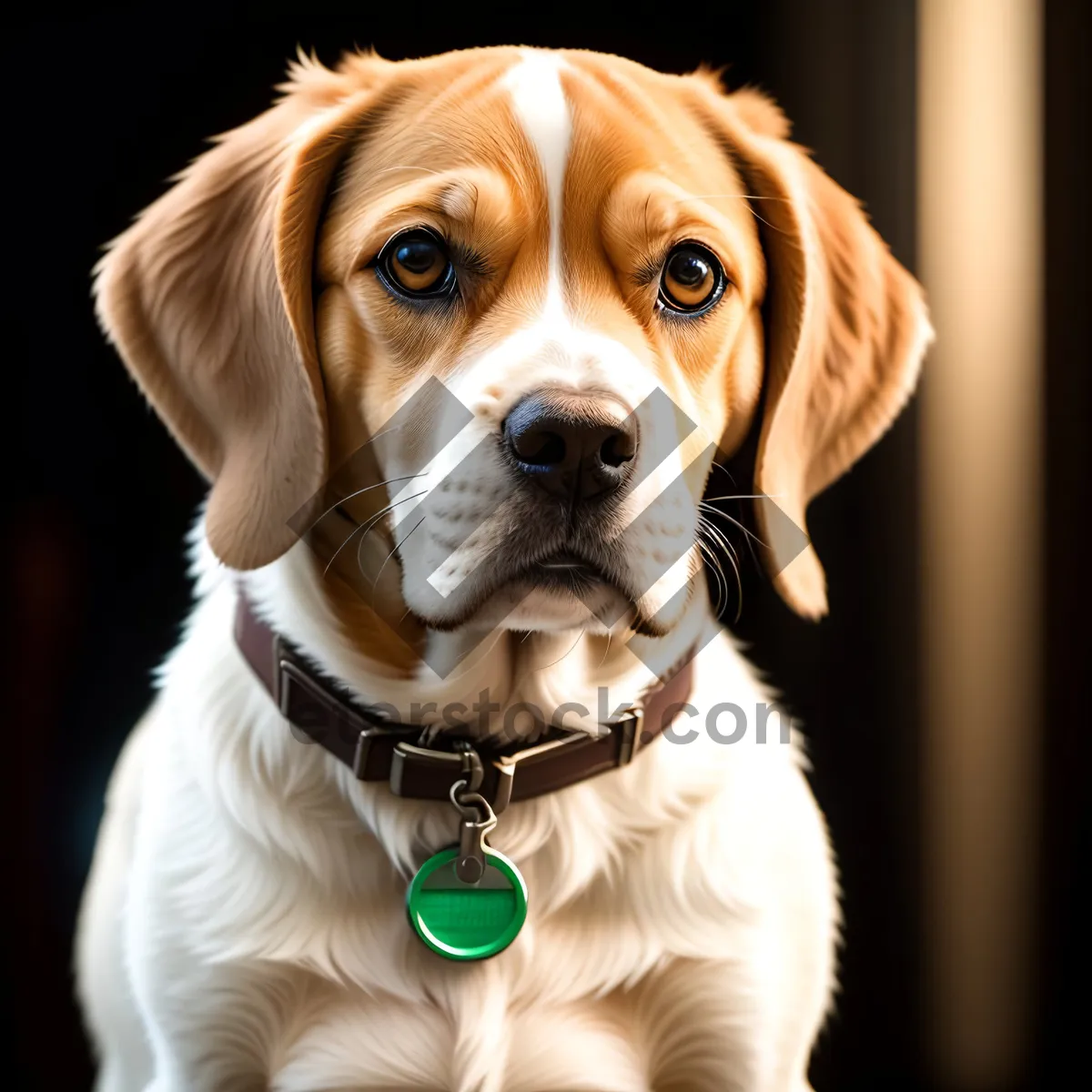 Picture of Adorable Purebred Brown Retriever Puppy Sitting with Collar