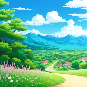 Idyllic Countryside Meadow Under a Sunny Sky