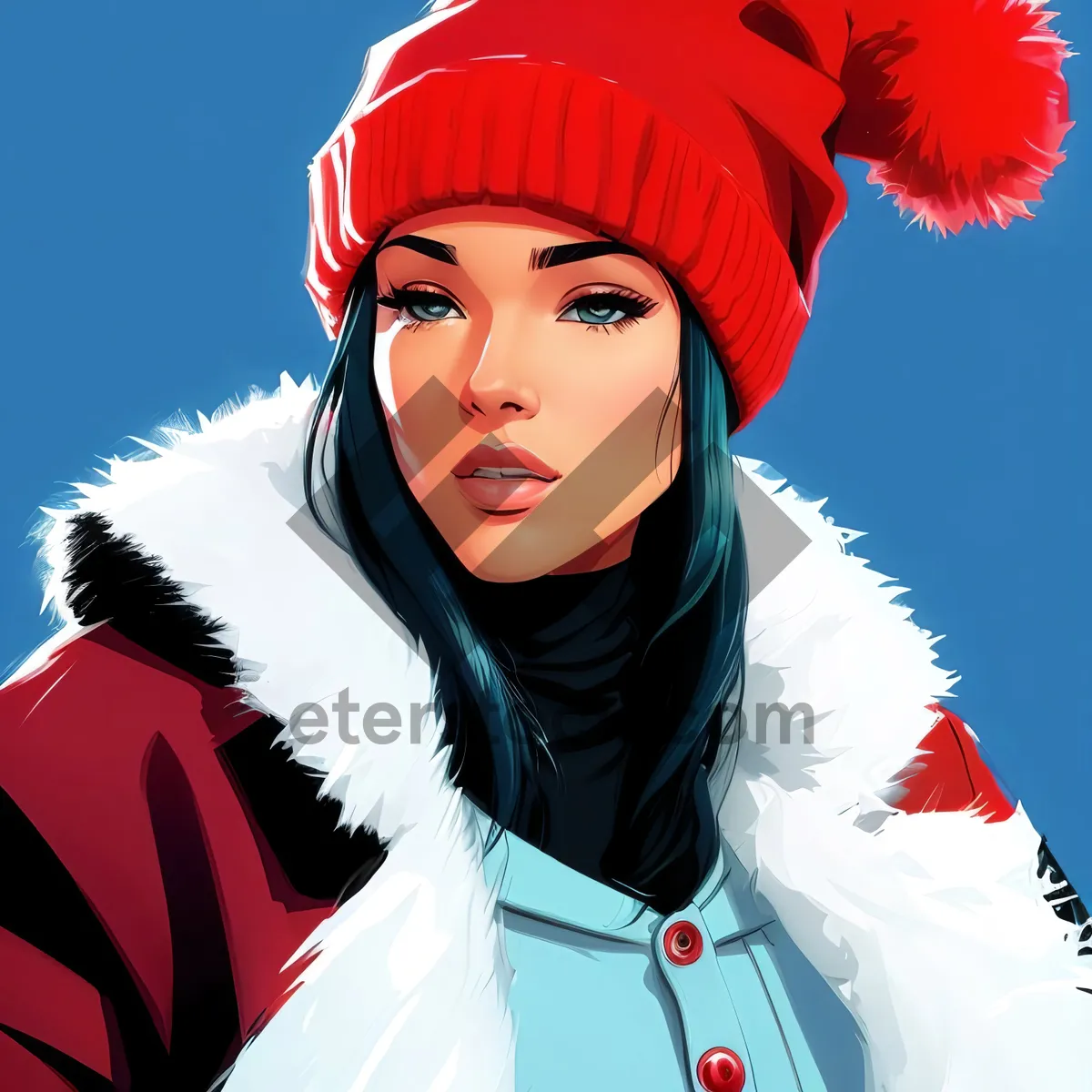 Picture of Joyful Winter Hat Portrait with Attractive Brunette