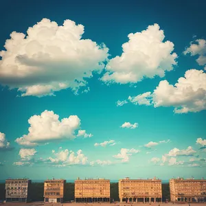 Vibrant Summer Sky with Fluffy Clouds