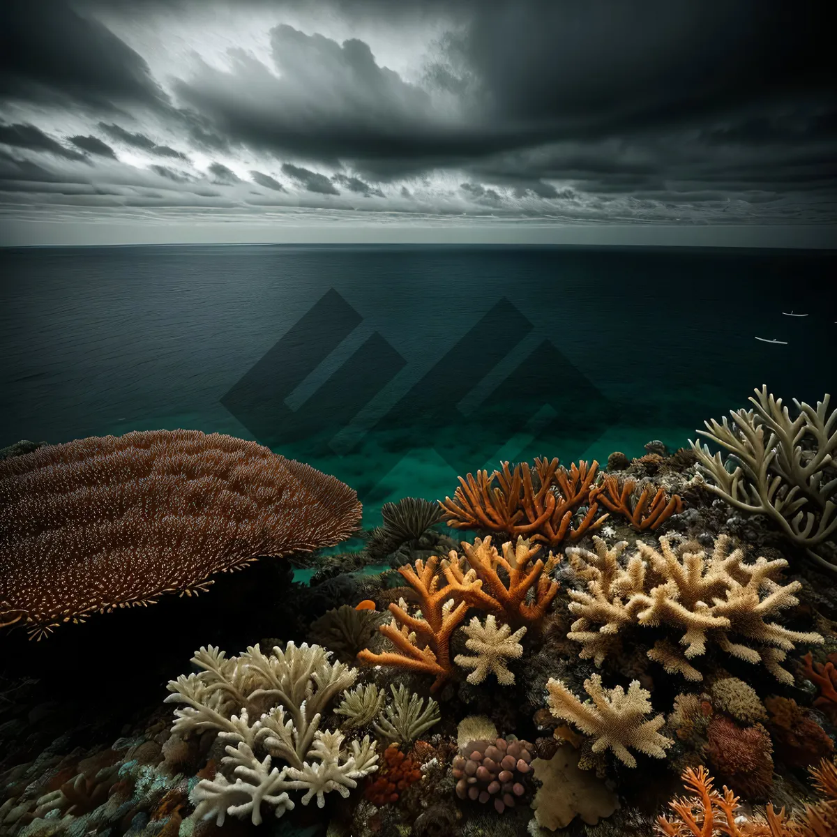 Picture of Vibrant Coral Reef in Deep Ocean Waters