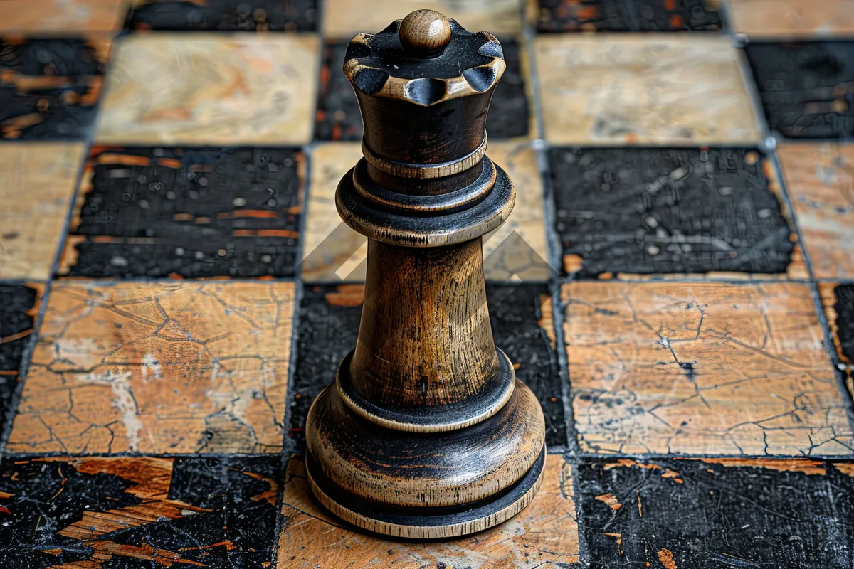 Picture of Chessboard with black pieces for a strategic game