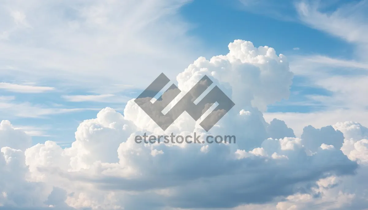 Picture of Bright and Sunny Summer Sky Landscape with Fluffy Clouds