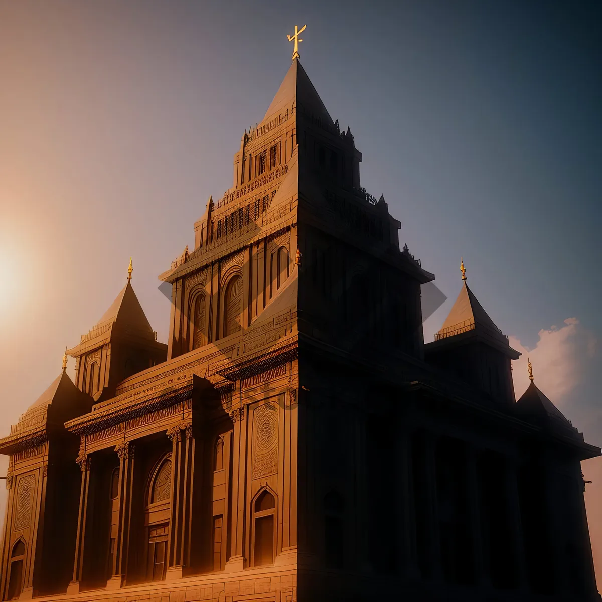 Picture of Iconic city cathedral with towering clock dome.