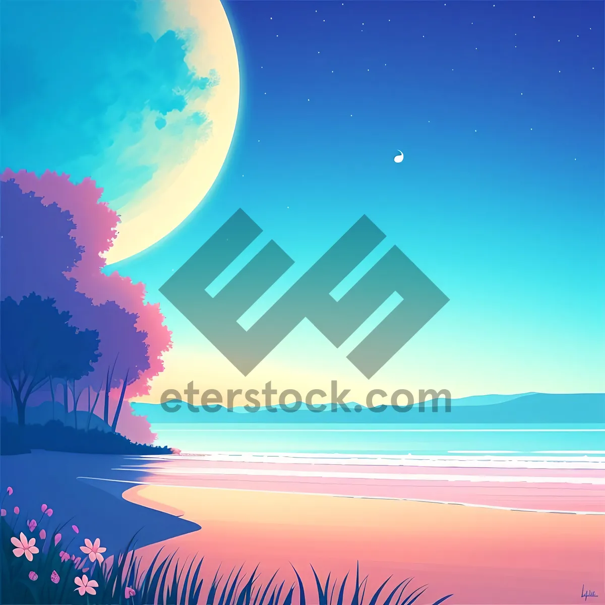 Picture of Starry Winter Night - Celestial Holiday Wallpaper
