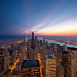 City Skyline at Sunset: Urban Waterfront